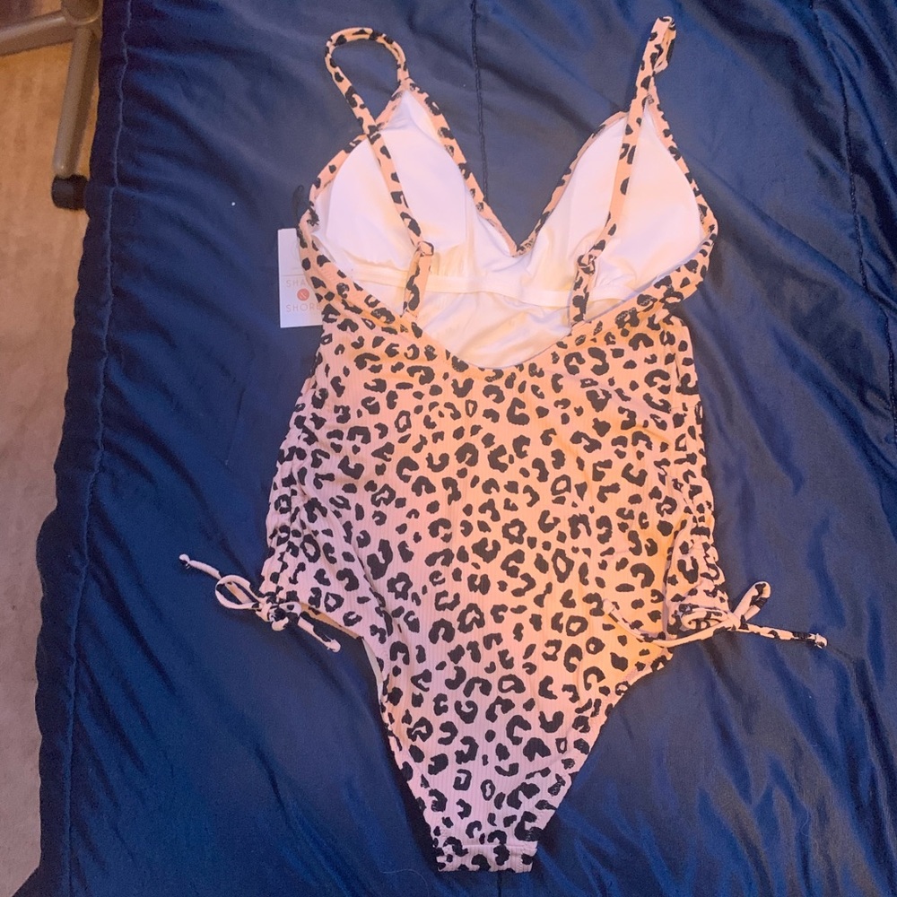Cheetah print one-piece bathing suit